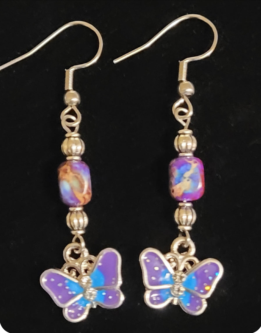 Purple Butterfly Earrings